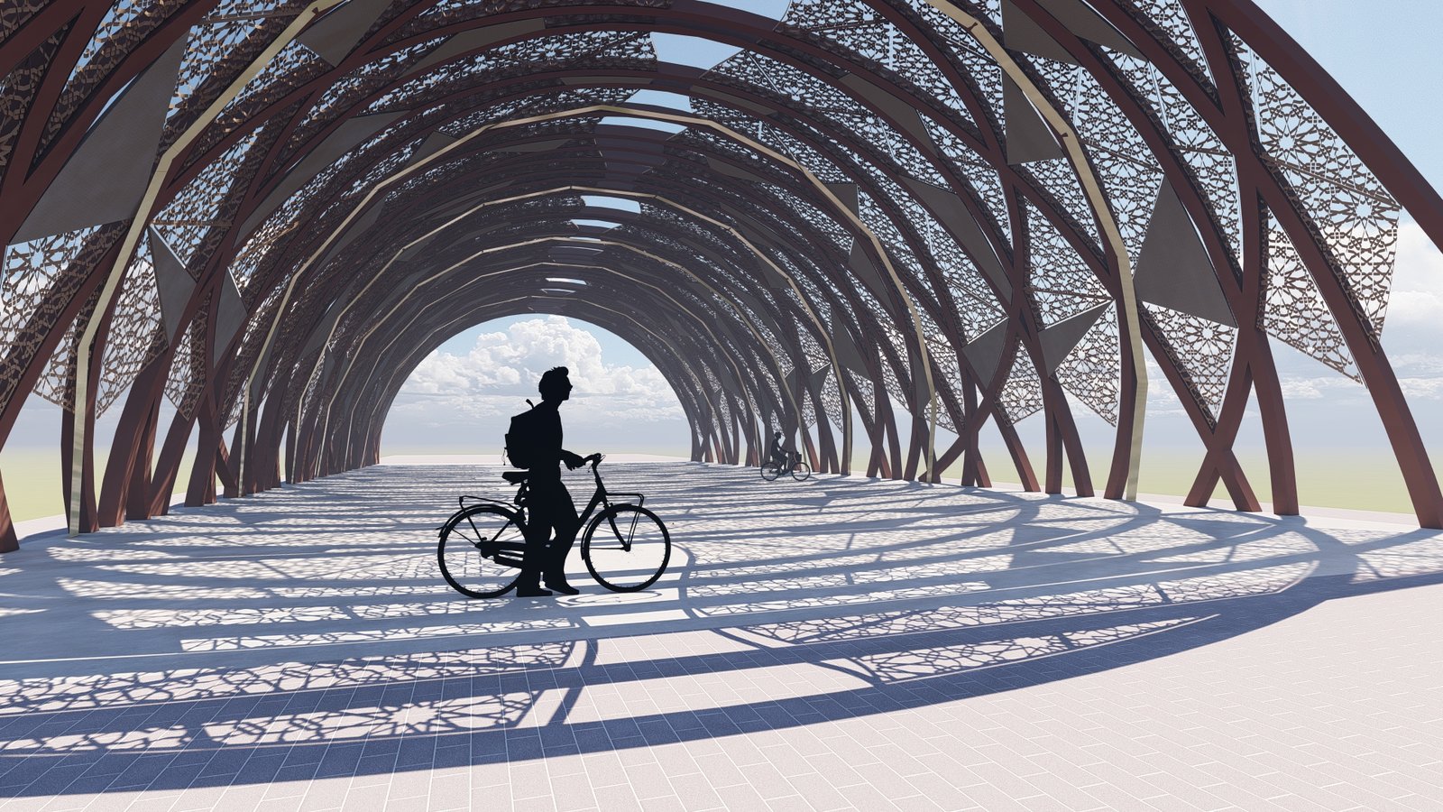 Ribbon Canopy pedestrian walkway by day